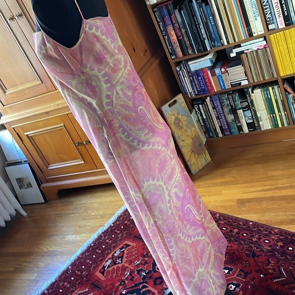 Cerruti 1881 Maxi Dress Paisley Print Slim Spaghetti Strap Back Zip Pastel 2/4 - Picture 4 of 10